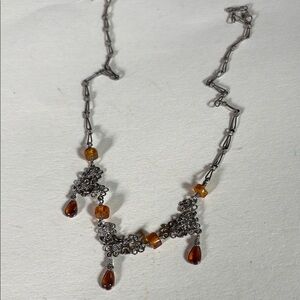 Elegant Silver and Amber Necklace